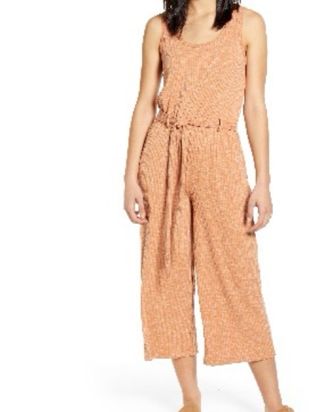 NWOT Bobeau Devin Melange Rusty Orange Ribbed Jumpsuit - Picture 8 of 8